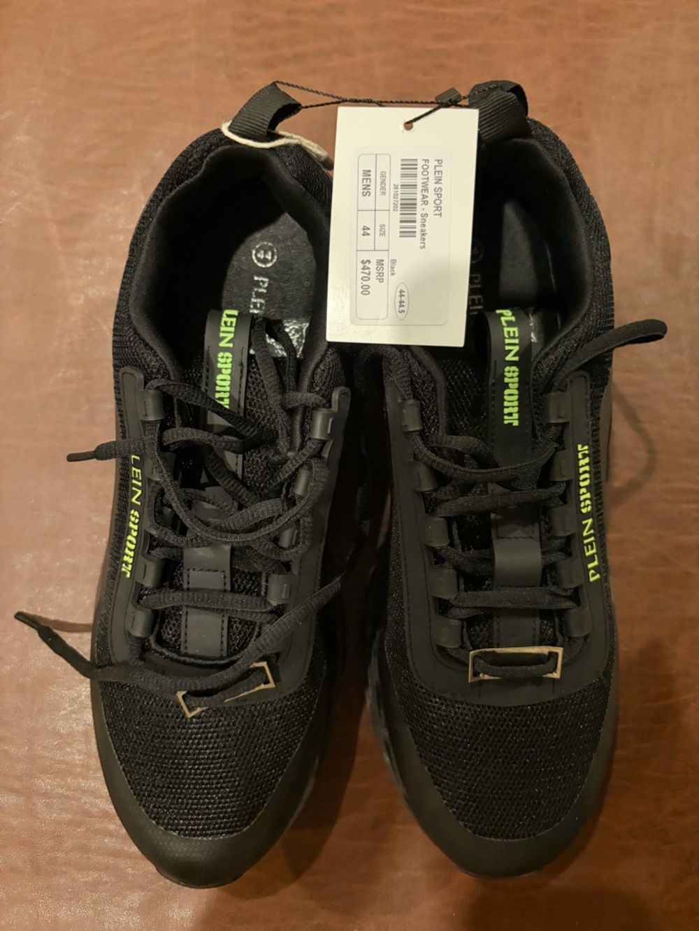 Plein Sport Black Sneakers with Neon Green Accents